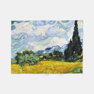 Vincent Van Gogh Wheat Field with Cypresses Fleece Blanket