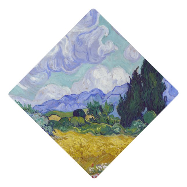 Vincent Van Gogh - Wheat Field with Cypresses Graduation Cap Topper (Front)