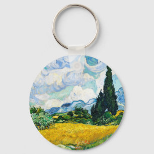 Vincent Van Gogh Wheat Field with Cypresses Keychain