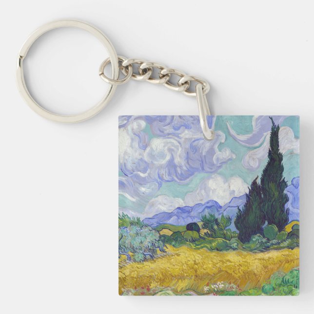 Vincent Van Gogh - Wheat Field with Cypresses Keychain (Front)