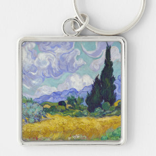 Vincent Van Gogh - Wheat Field with Cypresses Keychain