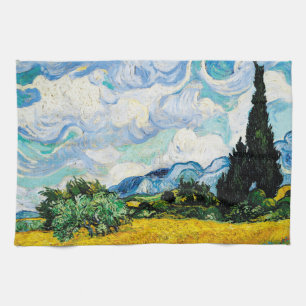 Vincent Van Gogh Wheat Field with Cypresses  Kitchen Towel