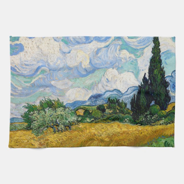 Vincent Van Gogh - Wheat Field with Cypresses Kitchen Towel (Horizontal)