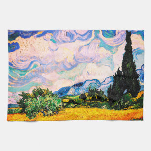 Vincent Van Gogh Wheat Field with Cypresses  Kitchen Towel