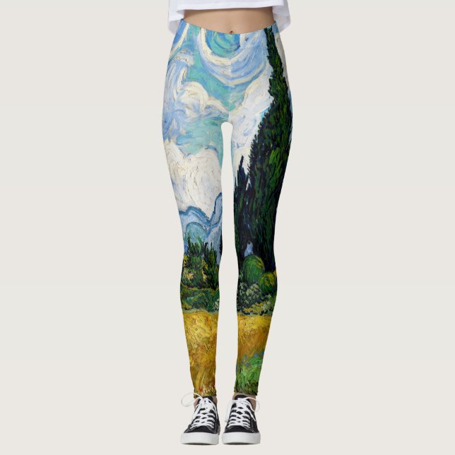 Vincent Van Gogh - Wheat Field with Cypresses Leggings (Front)