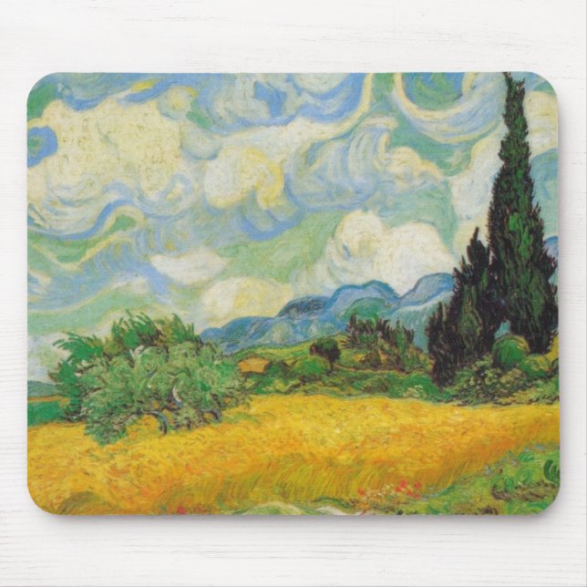 Vincent Van Gogh - Wheat Field with Cypresses Mouse Pad (Front)