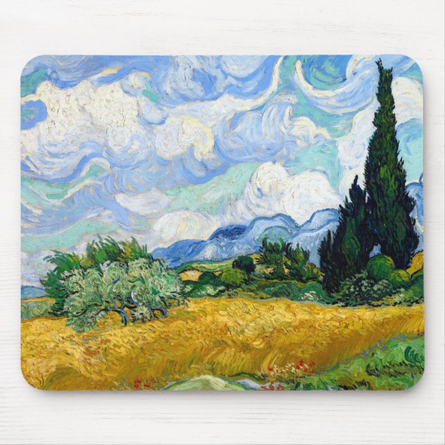 Vincent van Gogh Wheat Field with Cypresses Mouse Pad (Front)