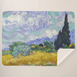 Vincent Van Gogh - Wheat Field with Cypresses Sherpa Blanket