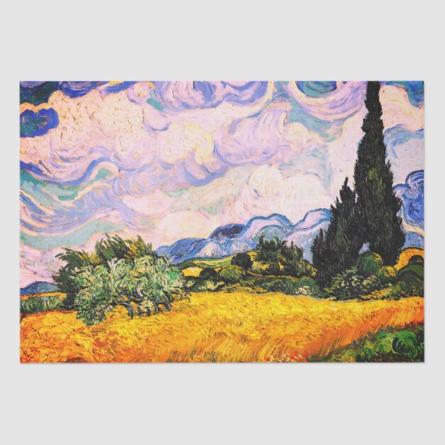 Vincent Van Gogh Wheat Field with Cypresses Tissue Paper (Front)