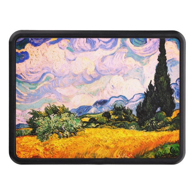 Vincent Van Gogh Wheat Field with Cypresses  Trailer Hitch Cover (Front)