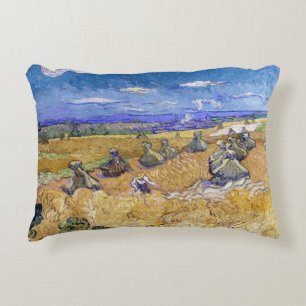 Vincent van Gogh - Wheat Stacks with Reapers Accent Pillow