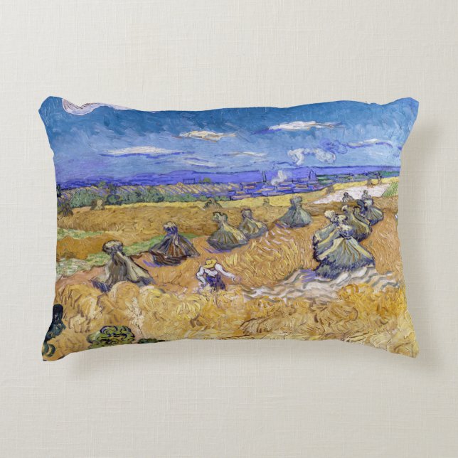 Vincent van Gogh - Wheat Stacks with Reapers Accent Pillow (Front)