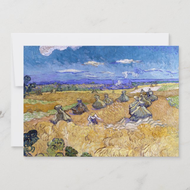Vincent van Gogh - Wheat Stacks with Reapers Invitation (Front)
