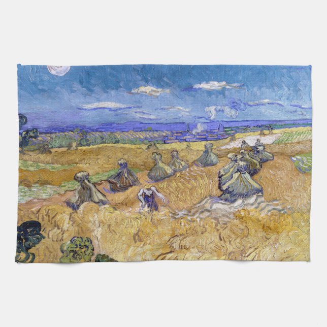Vincent van Gogh - Wheat Stacks with Reapers Kitchen Towel (Horizontal)