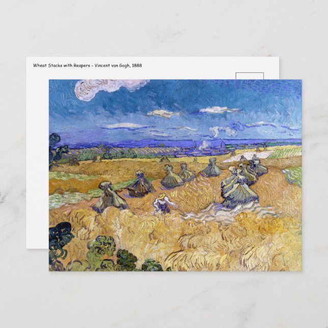 Vincent van Gogh - Wheat Stacks with Reapers Postcard (Front/Back)