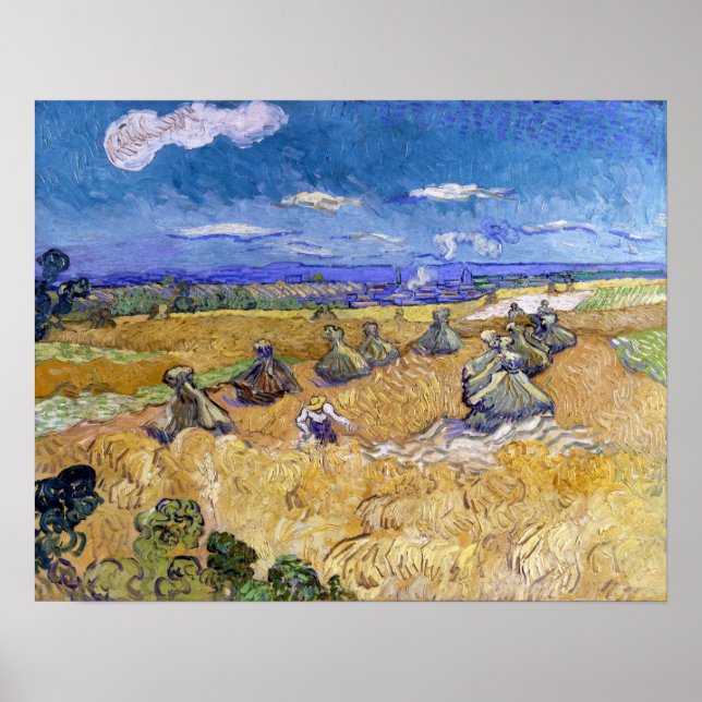 Vincent van Gogh - Wheat Stacks with Reapers Poster (Front)