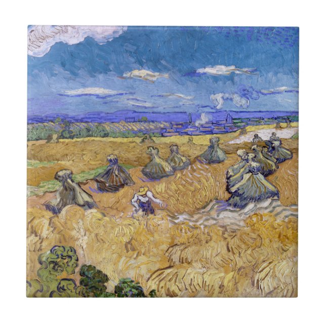 Vincent van Gogh - Wheat Stacks with Reapers Tile (Front)