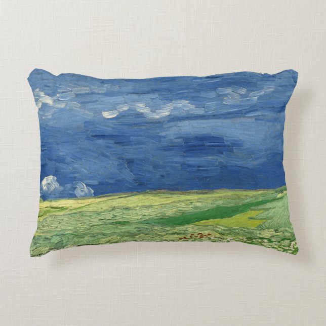 Vincent van Gogh - Wheatfield under Thunderclouds Accent Pillow (Front)