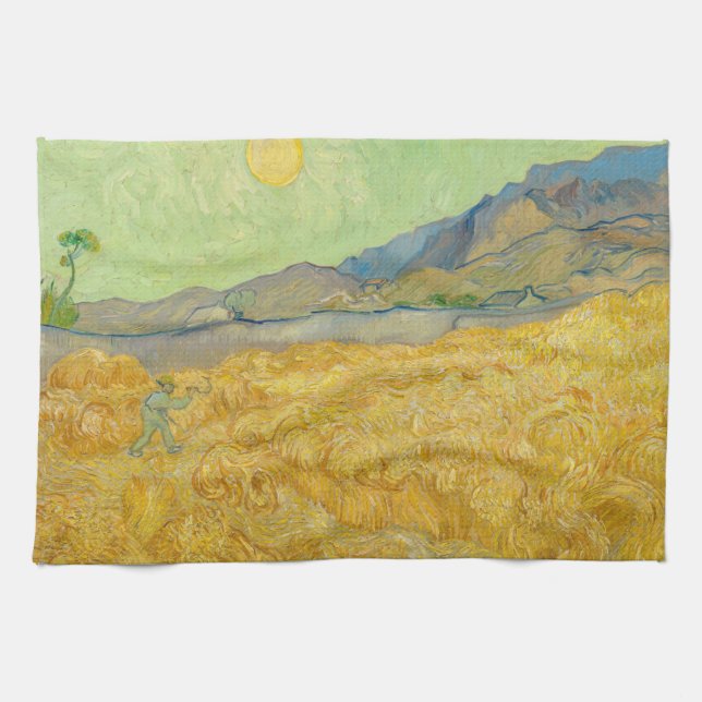 Vincent van Gogh - Wheatfield with a Reaper Kitchen Towel (Horizontal)