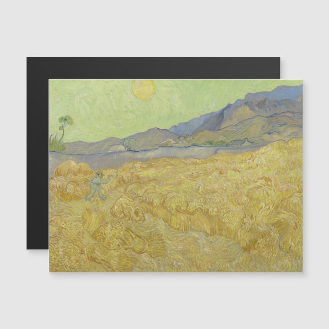 Vincent Van Gogh, Wheatfield With A Reaper Magnetic Invitation (Front/Back)