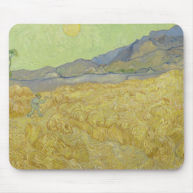 Vincent van Gogh - Wheatfield with a Reaper Mouse Pad (Front)