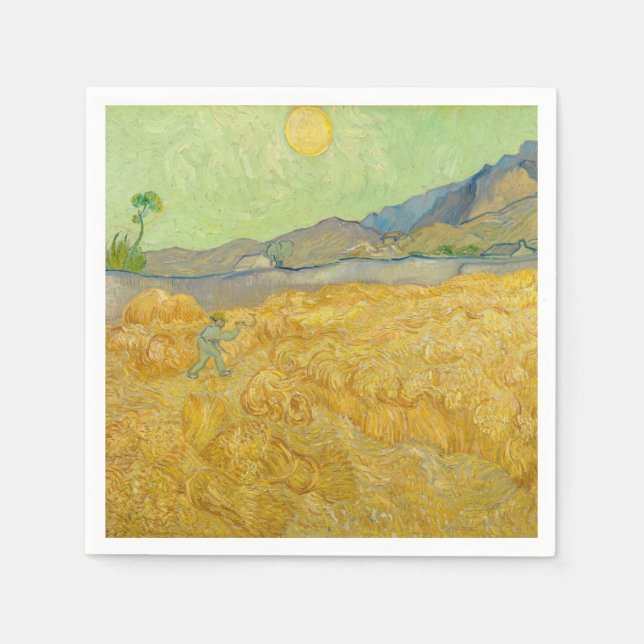 Vincent van Gogh - Wheatfield with a Reaper Napkin (Front)