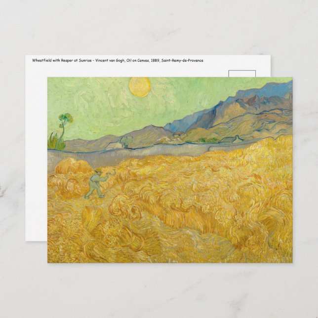 Vincent van Gogh - Wheatfield with a Reaper Postcard (Front/Back)
