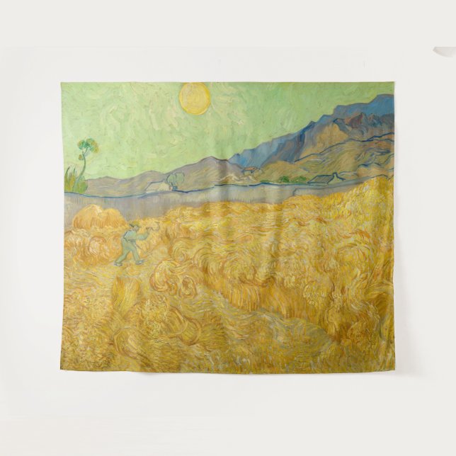Vincent van Gogh - Wheatfield with a Reaper Tapestry (Front (Horizontal))