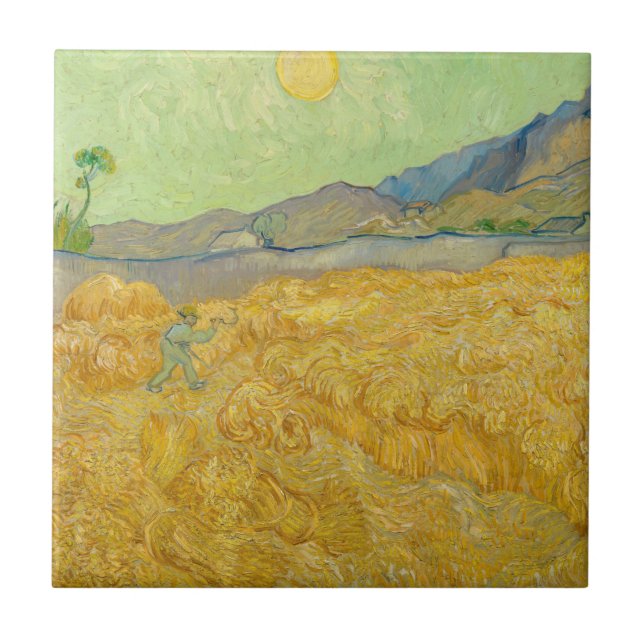 Vincent van Gogh - Wheatfield with a Reaper Tile (Front)