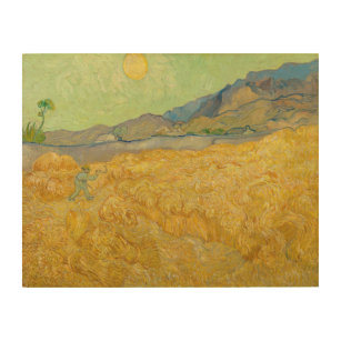 Vincent van Gogh - Wheatfield with a Reaper Wood Wall Art