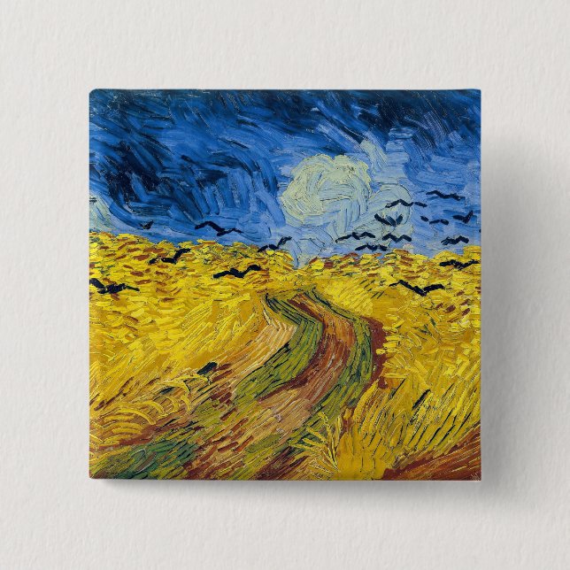 Vincent van Gogh - Wheatfield with Crows 2 Inch Square Button (Front)