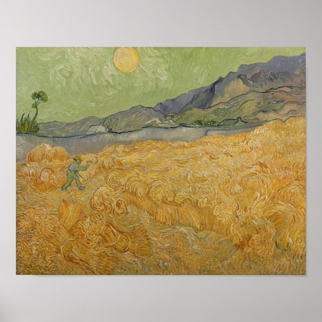 Vincent van Gogh | Wheatfield with Reaper, 1889 Poster (Front)