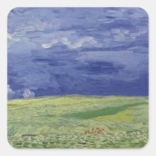 Vincent van Gogh Wheatfields under Thundercloud Square Sticker