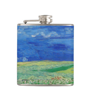 Vincent van Gogh - Wheatfields under Thunderclouds Hip Flask