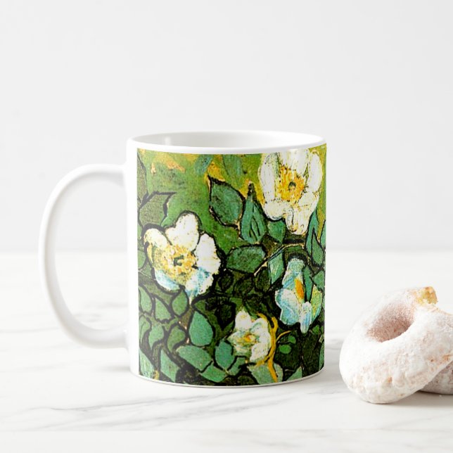 Vincent van Gogh - Wild Roses,  Coffee Mug (With Donut)