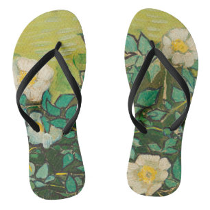 Vincent Van Gogh Wild Roses Fine Art Flip Flops