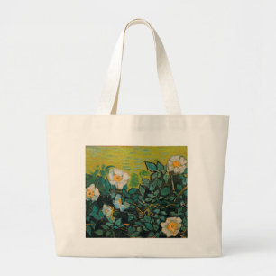Vincent Van Gogh Wild Roses Vintage Floral Art Large Tote Bag