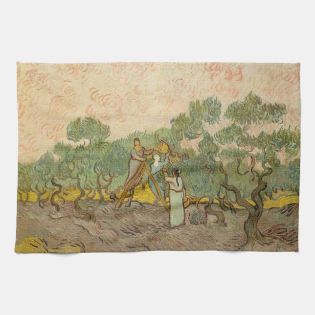 Vincent van Gogh - Women Picking Olives Kitchen Towel (Horizontal)