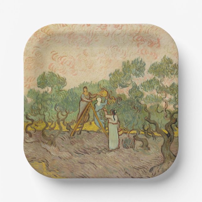 Vincent van Gogh - Women Picking Olives Paper Plate (Front)