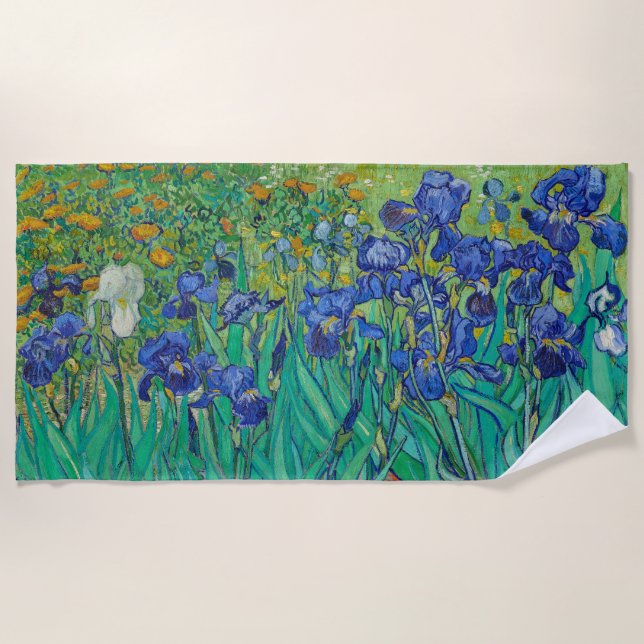 Vincent Van Gogh's Irises Beach Towel (Front)