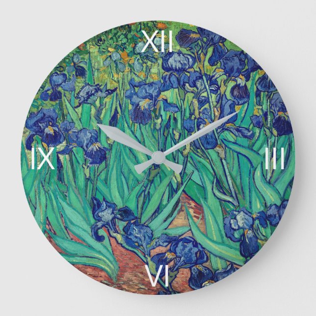 Vincent van Gogh's Irises: Large Clock (Front)