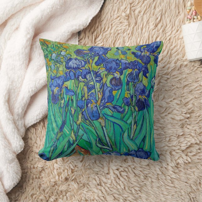 Vincent Van Gogh's Irises Throw Pillow (Blanket)