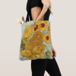Vincent van Gogh's Stilleben Sunflowers Tote Bag<br><div class="desc">1888. Stilleben mit 12 Sonnenblumen or Vase with 12 sunflowers. Vincent Willem van Gogh was a post-Impressionist painter of Dutch origin whose work—notable for its rough beauty,  emotional honesty,  and bold colour—had a far-reaching influence on 20th-century art.</div>