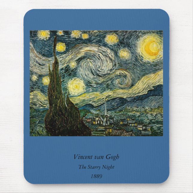 Vincent van Gogh's The Starry Night (1889) Mouse Pad (Front)