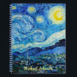 Vincent Van Gogh's The Starry Night Monogram Notebook<br><div class="desc">Vincent Van Gogh's The Starry Night (1889) with a monogram name design.
Personalize your name, change the text, colour, and font style using the customize it further option.</div>