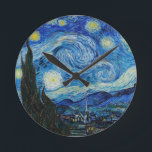 Vincent Van Gogh's The Starry Night Round Clock<br><div class="desc">Immerse yourself in the mesmerizing beauty of Vincent Van Gogh's The Starry Night with this high-quality reproduction art print. Own a piece of art history and let the brilliance of Van Gogh's masterpiece illuminate your surroundings.</div>