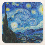 Vincent Van Gogh's The Starry Night Square Paper Coaster<br><div class="desc">Immerse yourself in the mesmerizing beauty of Vincent Van Gogh's The Starry Night with this high-quality reproduction art print. Own a piece of art history and let the brilliance of Van Gogh's masterpiece illuminate your surroundings.</div>
