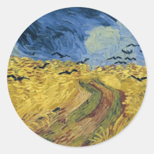 Vincent van Gogh's Wheat Field with Crows (1890) Classic Round Sticker