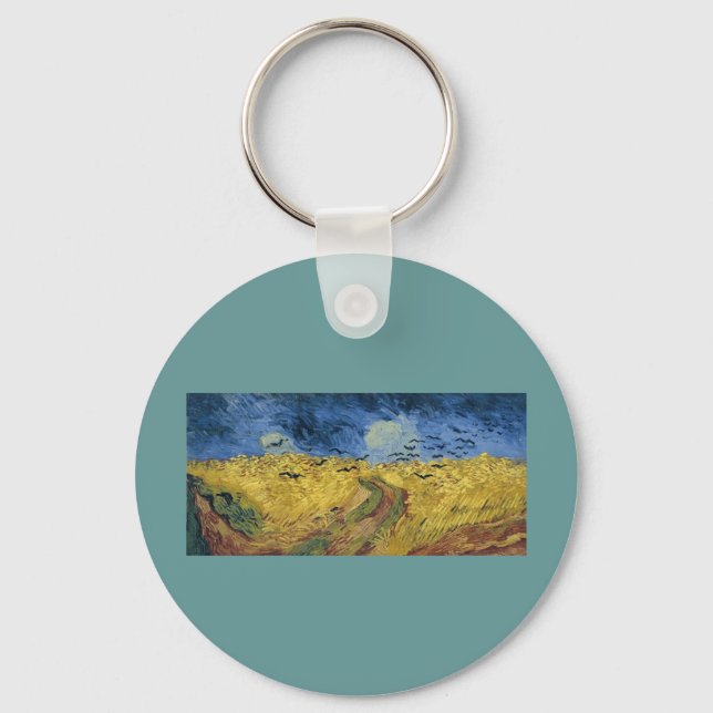 Vincent van Gogh's Wheat Field with Crows (1890) Keychain (Front)