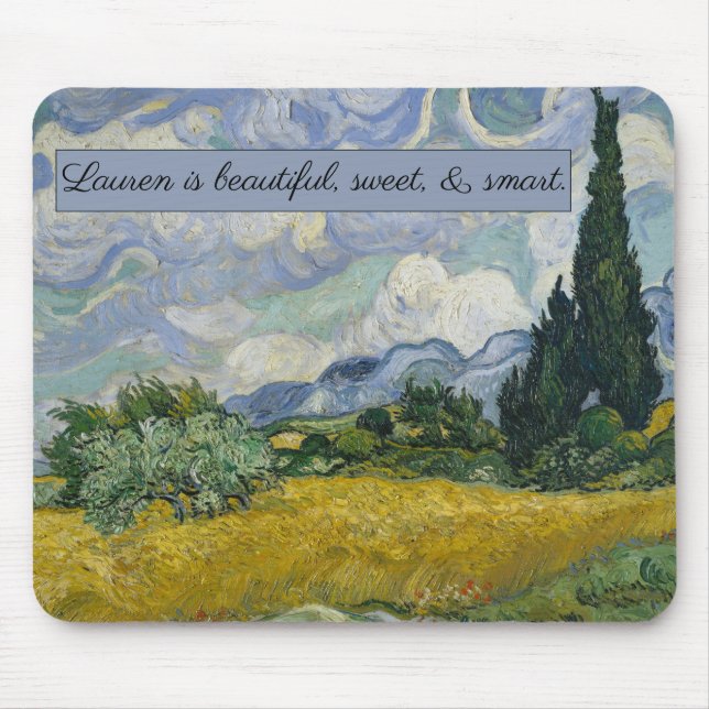 Vincent van Gogh's Wheat Field with Cypresses:  Mouse Pad (Front)